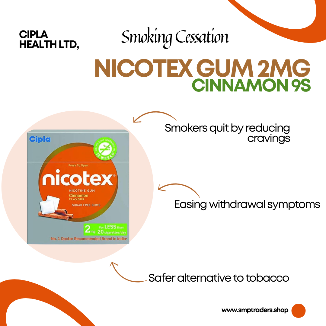 NICOTEX GUM 2MG CINNAMON 9'S