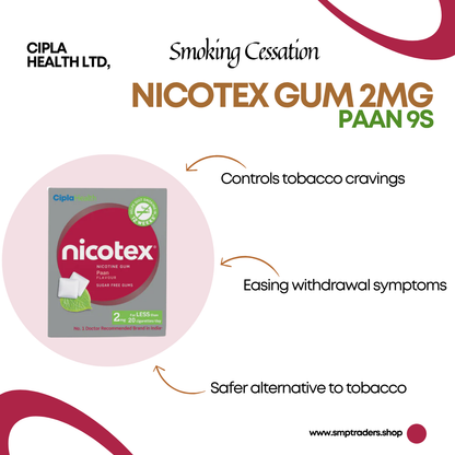 NICOTEX GUM 2MG PAAN 9'S