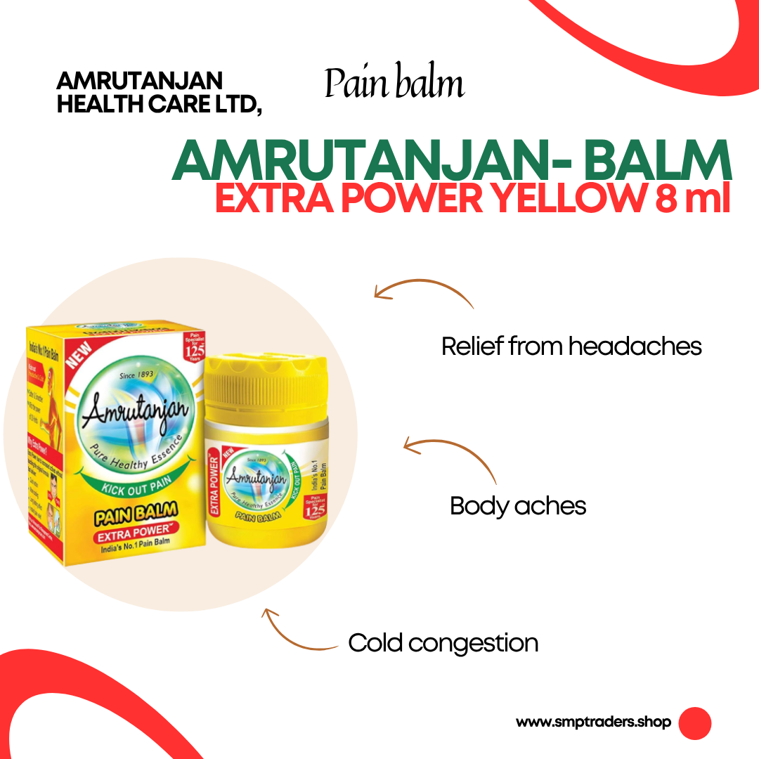 AMRUTANJAN BALM EXTRA POWER YELLOW 8 ml