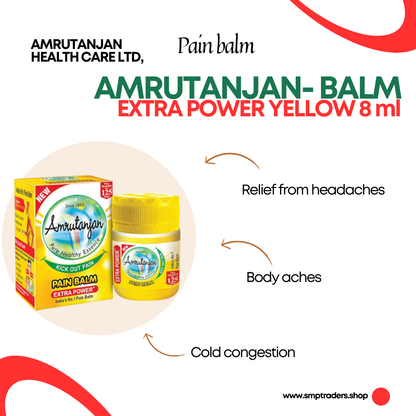 AMRUTANJAN BALM EXTRA POWER YELLOW 8 ml