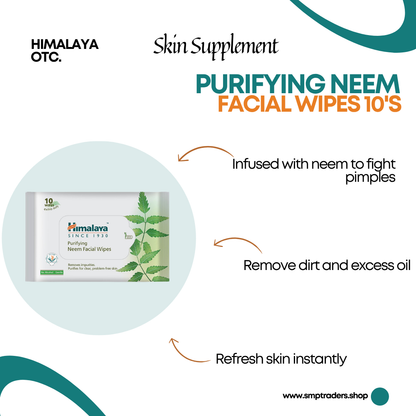 PURIFYING NEEM FACIAL WIPES 10'S